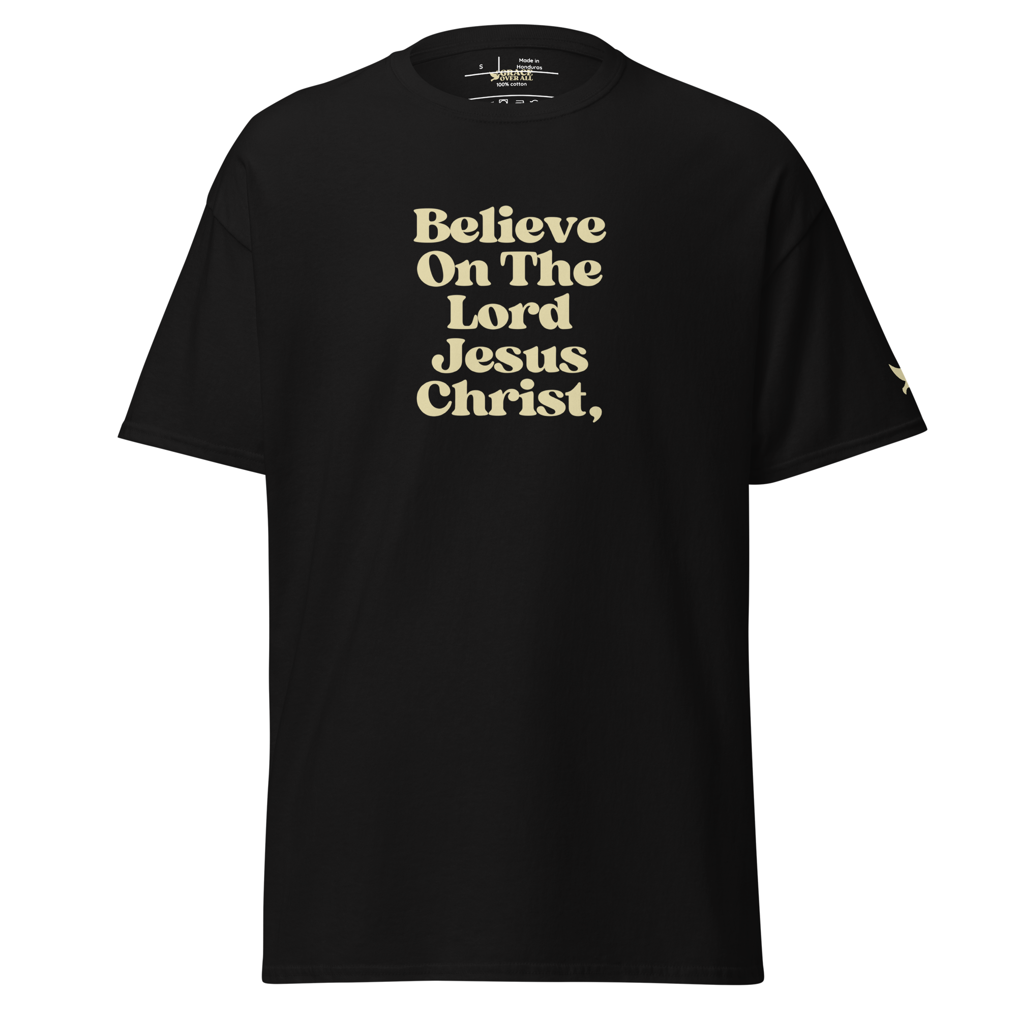Grace Over All® — Believe On The Lord (Acts 16:31) — Premium Tee