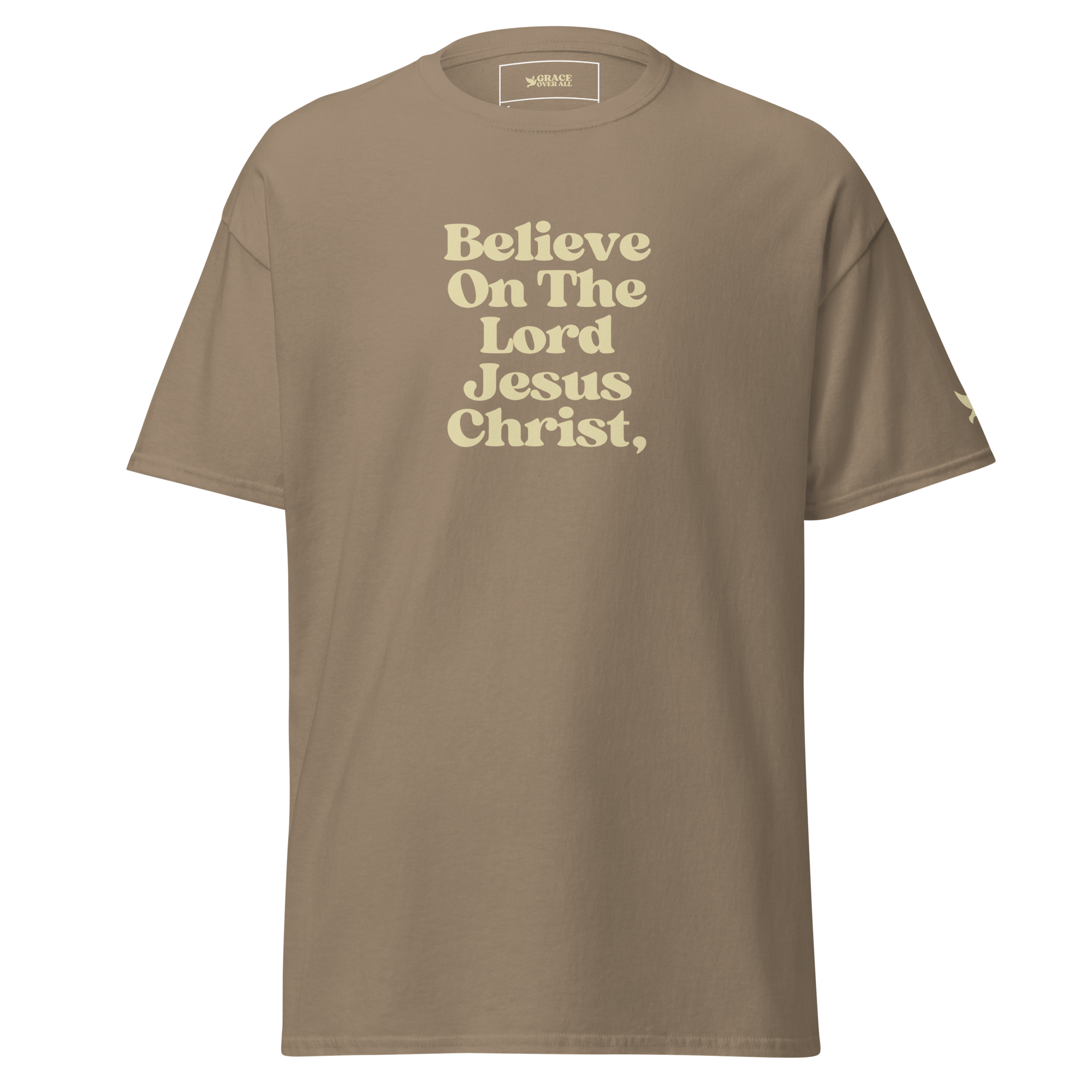Grace Over All® — Believe On The Lord (Acts 16:31) — Premium Tee