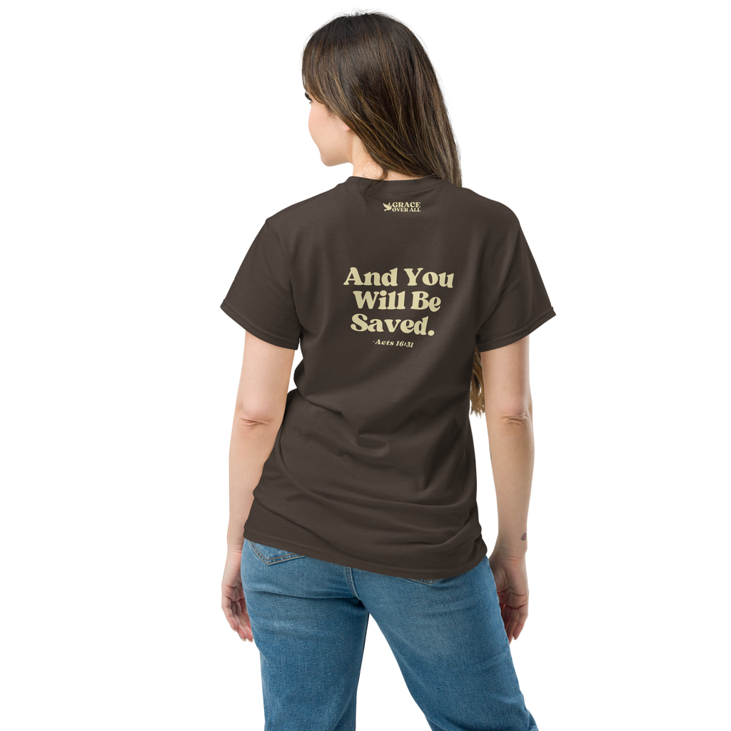 Grace Over All® — Believe On The Lord (Acts 16:31) — Premium Tee