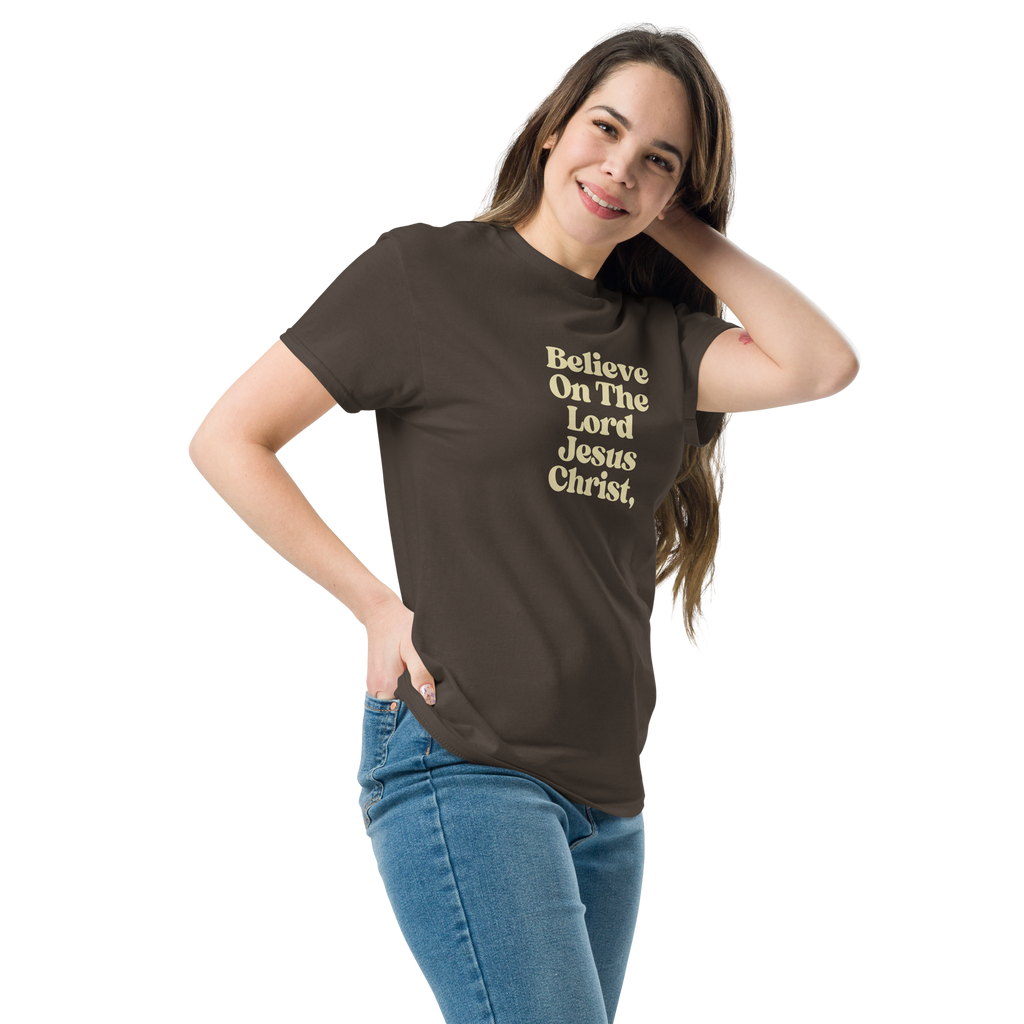 Grace Over All® — Believe On The Lord (Acts 16:31) — Premium Tee