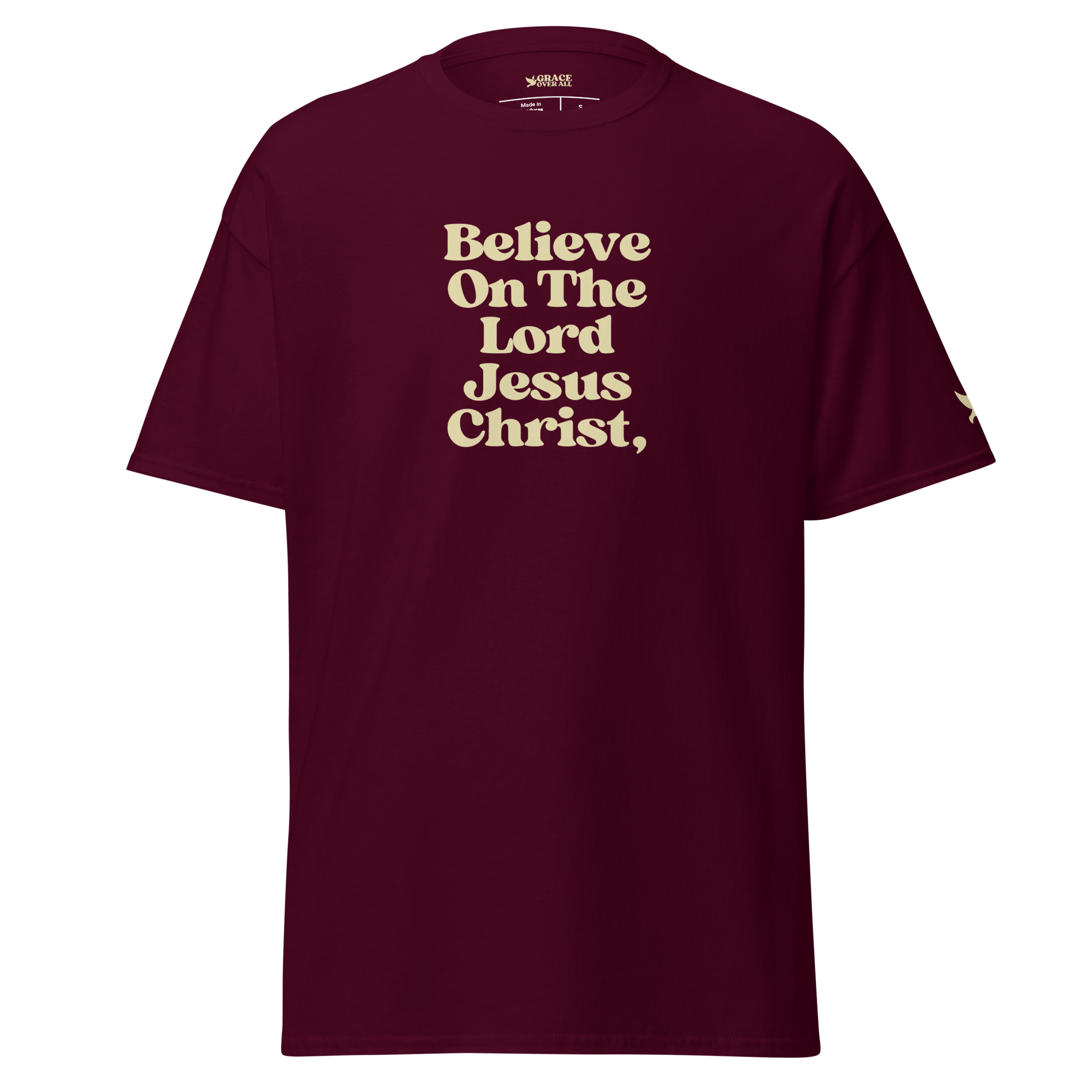 Grace Over All® — Believe On The Lord (Acts 16:31) — Premium Tee