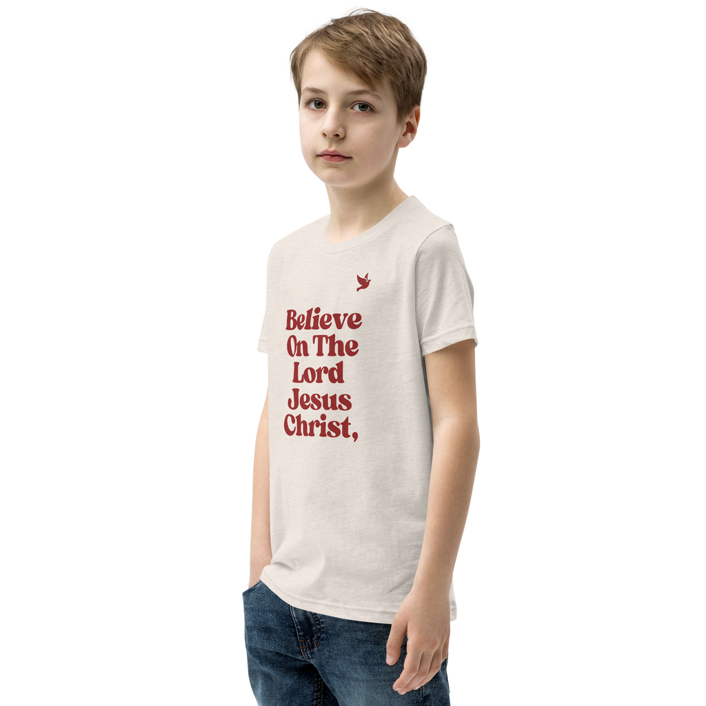 Grace Over All® — Believe On The Lord (Acts 16:31) — Youth Tee